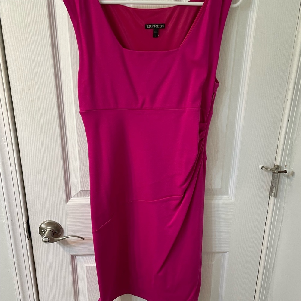 Express Pink Ruched Sheath Mini Dress